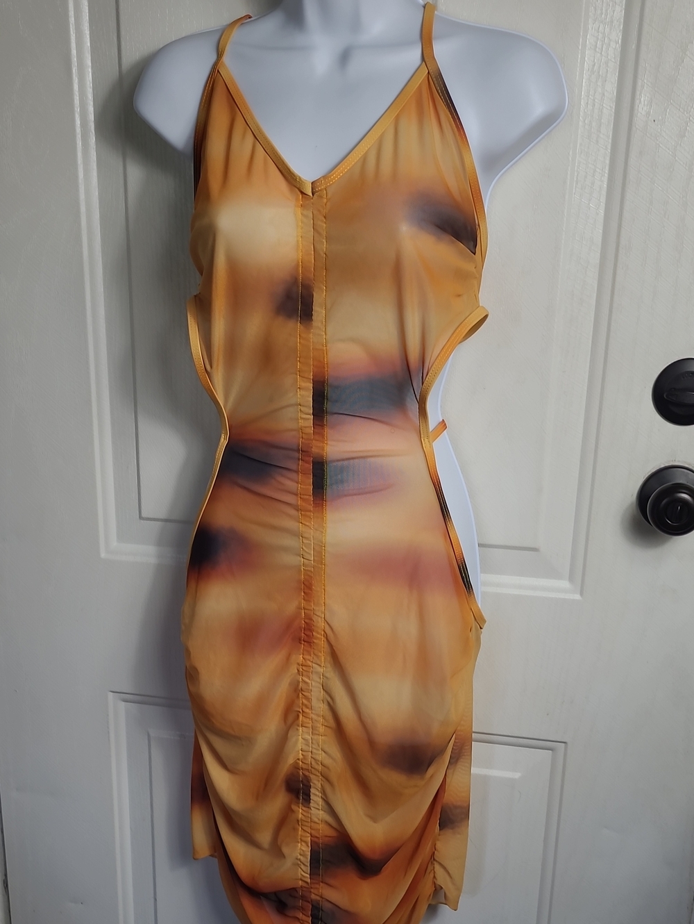 Women’s Yellow Tie-Dye Side-Cut Swim Coverup
